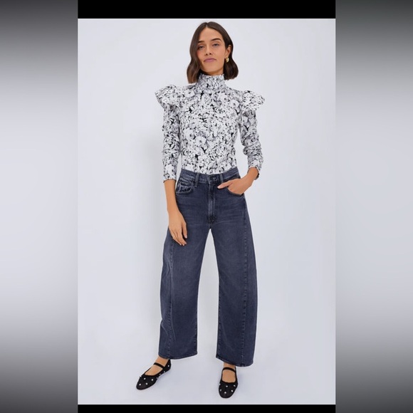 Tuckernuck Bowden Top Size XXL NWT Gray Gardens Ruffle Blouse High Neck - Picture 6 of 10